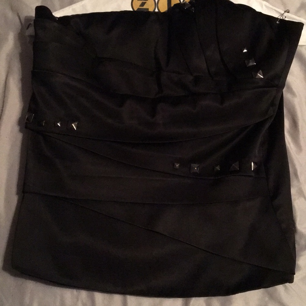 Black studded satin